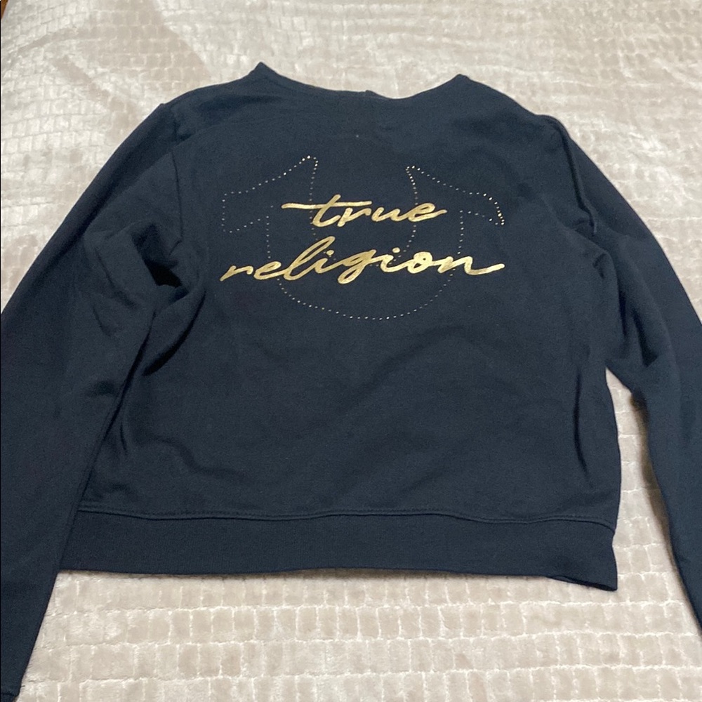 True Religion Black Sweatshirt with Gold Logo